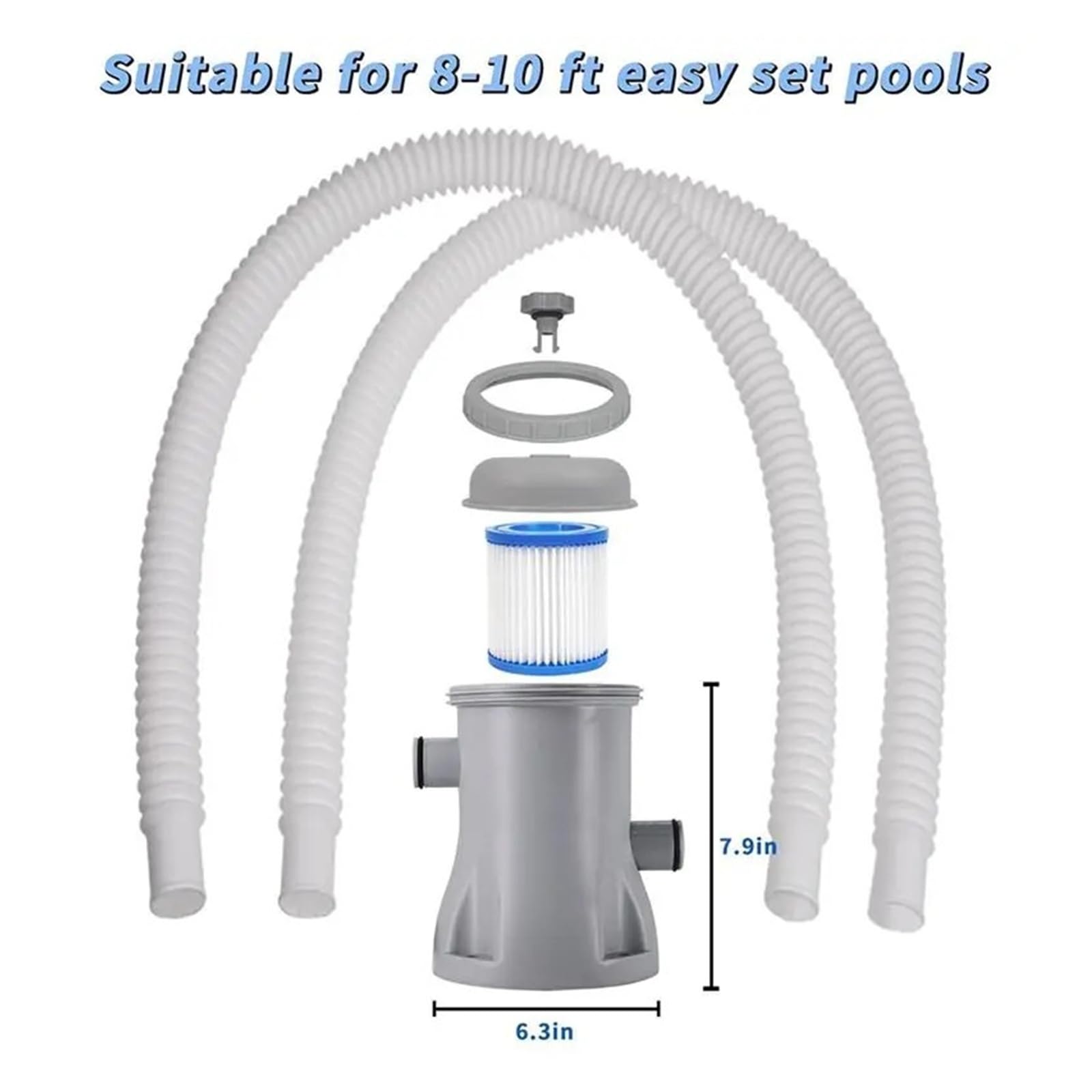 Bomba De Filtro De Circulación For Limpiador De Piscinas, Bomba De Filtro De Piscina De 110V-240V Con 2 Cartuchos De Filtro(UK)