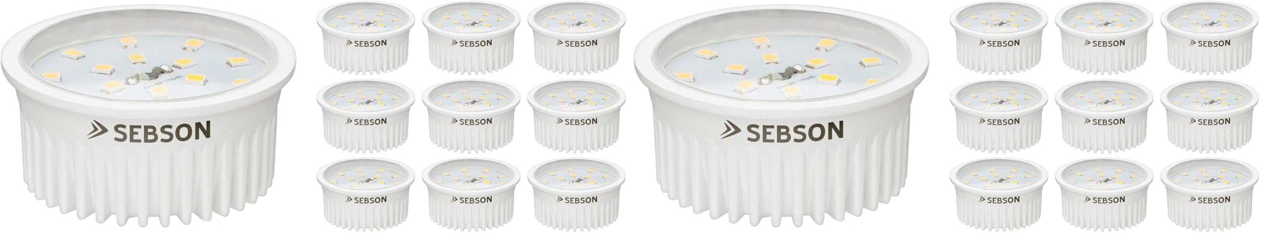 SEBSON® LED Modul 5W ultra flach ø50x26mm für Einbaustrahler, warmweiß 3000K, 400lm, 230V, ersetzt GU10 MR16 Leuchtmittel, nicht dimmbar, 20er Pack