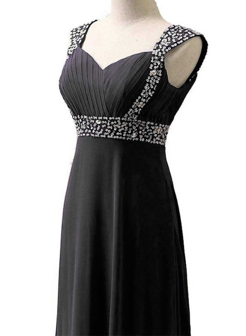 Vestido de noche para mujer, de gasa, con perlas largas, formales, para bailes o fiestas