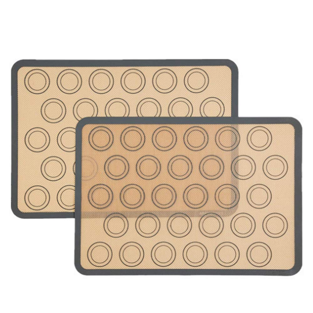 Hylotele Fesjoy 2Pcs Non-Stick Silicone Macaron Baking Mat Oven Pastry Dessert Sheet Home Kitchen Baking Tools (Grey)