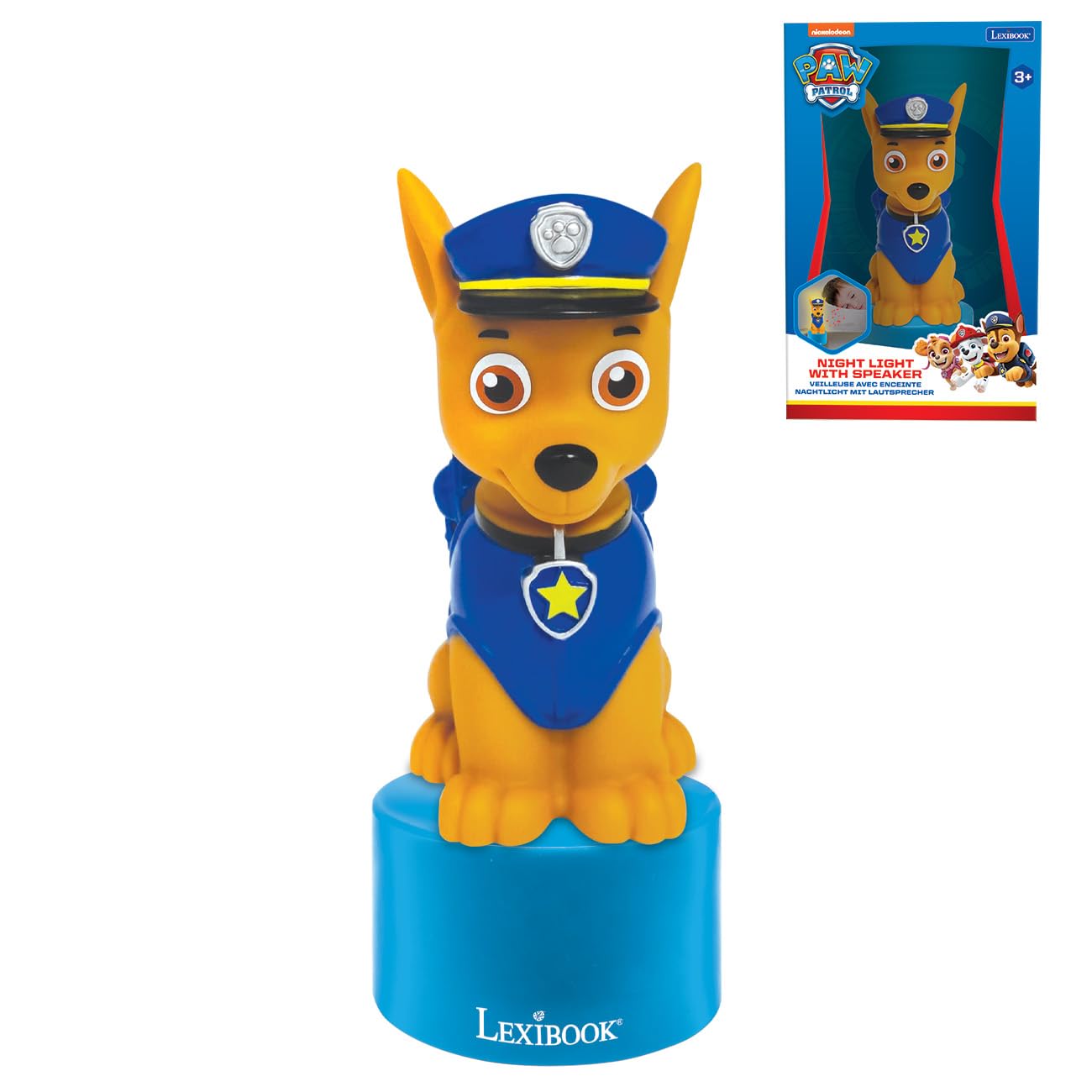 Lexibook, Paw Patrol, Chase Nightlight with speaker, Soft light, Battery operated, Blue, NS01PA