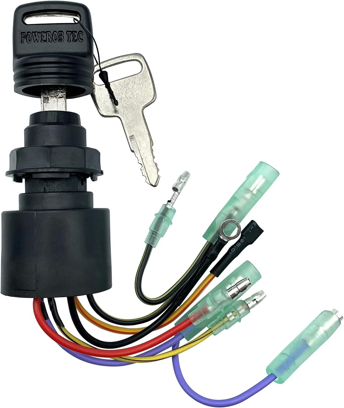 Boat Ignition Switch with Key Replacement for Mercury Mariner Outboard Motor Control Box with 2 Keys 3 Position 6 Wire Connectors - Replace Mercury Ignition Switch 87-17009A2 87-17009A5