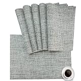 DACHUI Placemat, Crossweave Woven Vinyl Non-Slip Insulation Placemat Washable Table Mats Set of 6 (Grey)