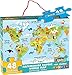 Luna Puzzle educativo con mappa del mondo del continente, 48 pezzi, formato XXL, 90 x 60 cm