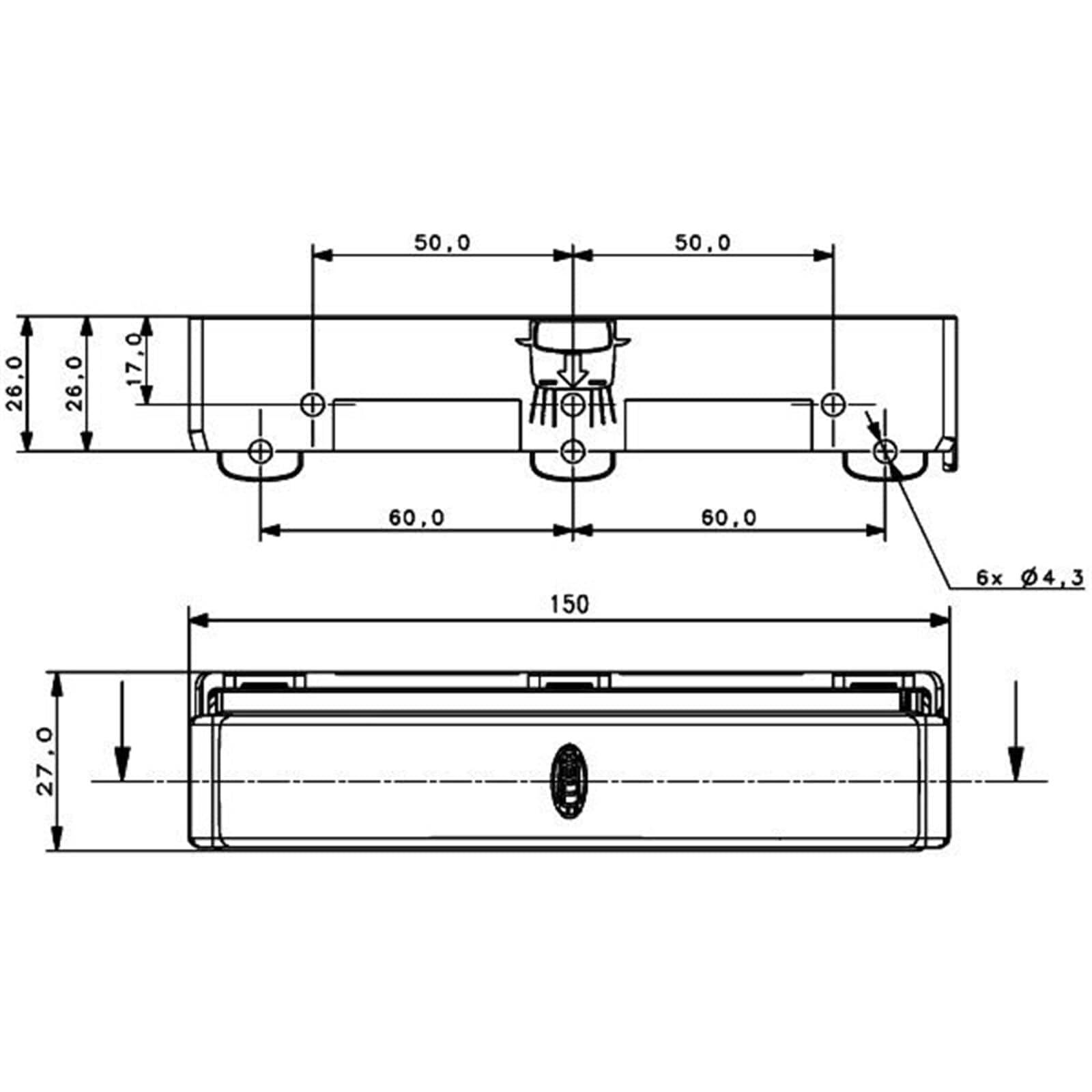 HELLA 2PT 980 970-871 LED-Juego de luces circulación diurna - LEDayLine Zero - 24V - rectangular - montaje exterior - Color de tulipa: transparente - Cable: 1000mm - Frontal del vehículo - Juego