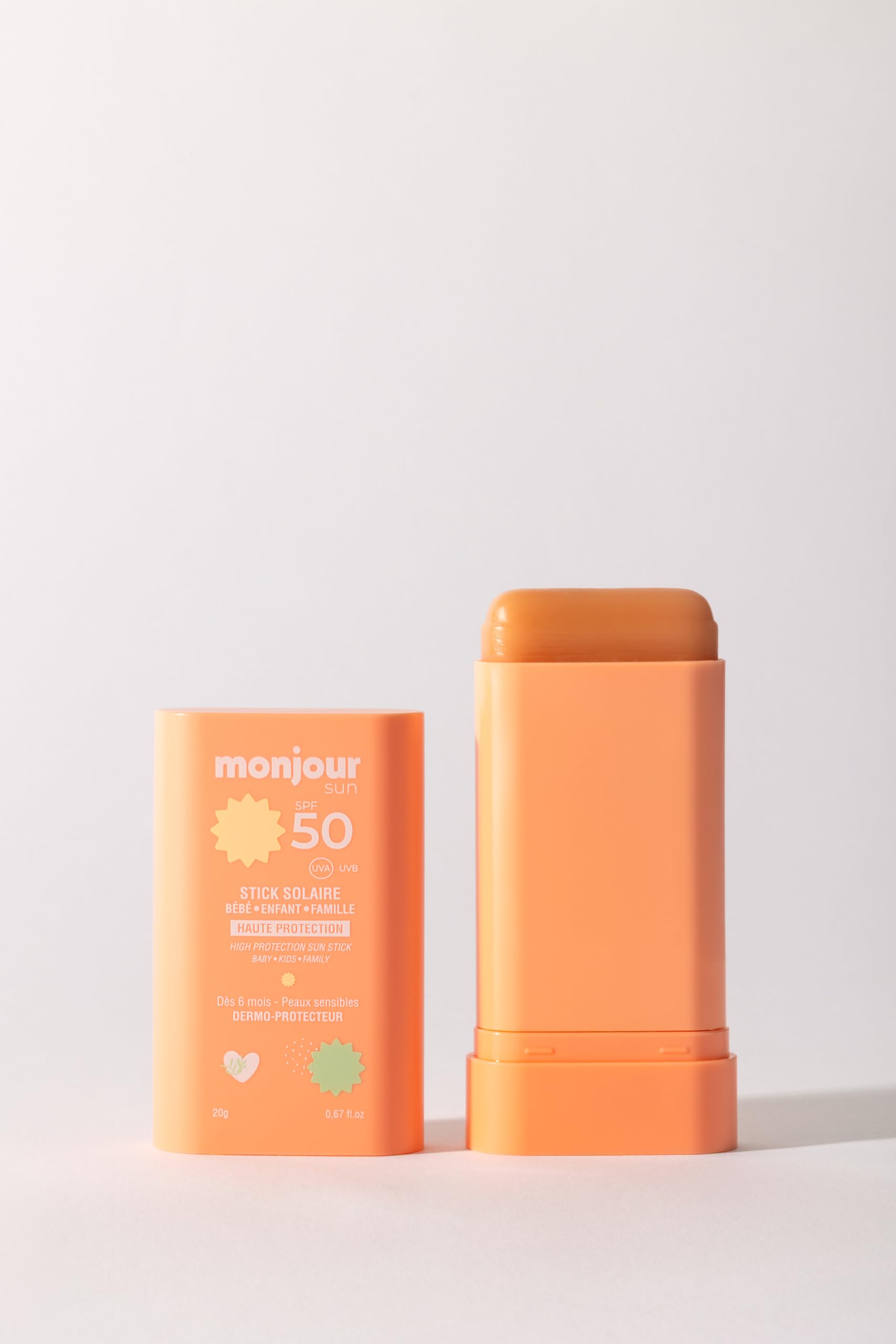 Stick solar invisible SPF 50 – a partir de 6 meses – Bebé – Niño – Familia – Excelente en Yuka – Dermo-protector, cara, cuerpo y zonas sensibles – 20 g