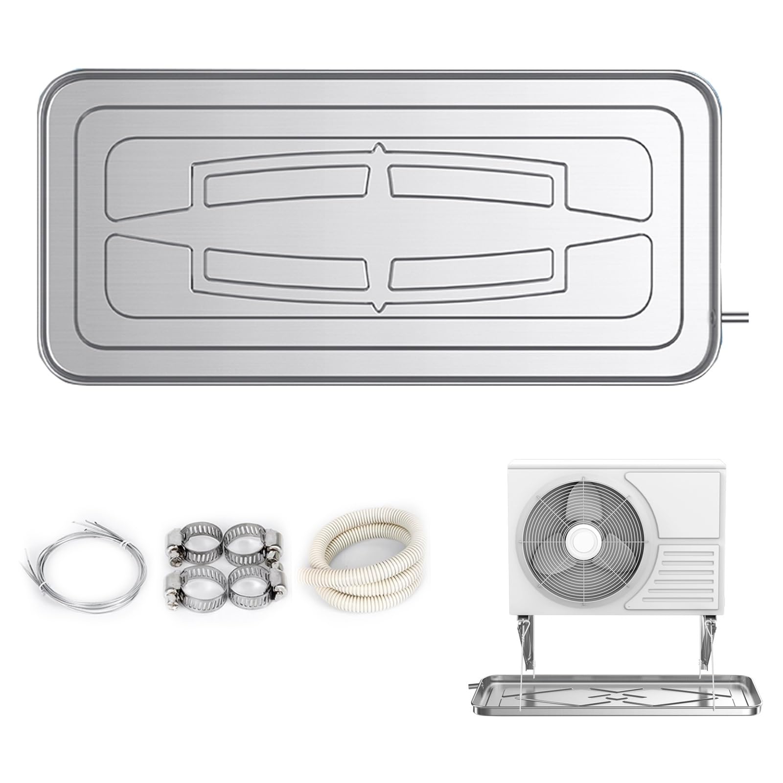 Bandeja de drenaje para unidades de aire acondicionado con tubo de drenaje de condensado, ideal para ventanas y sistemas portátiles de aire acondicionado