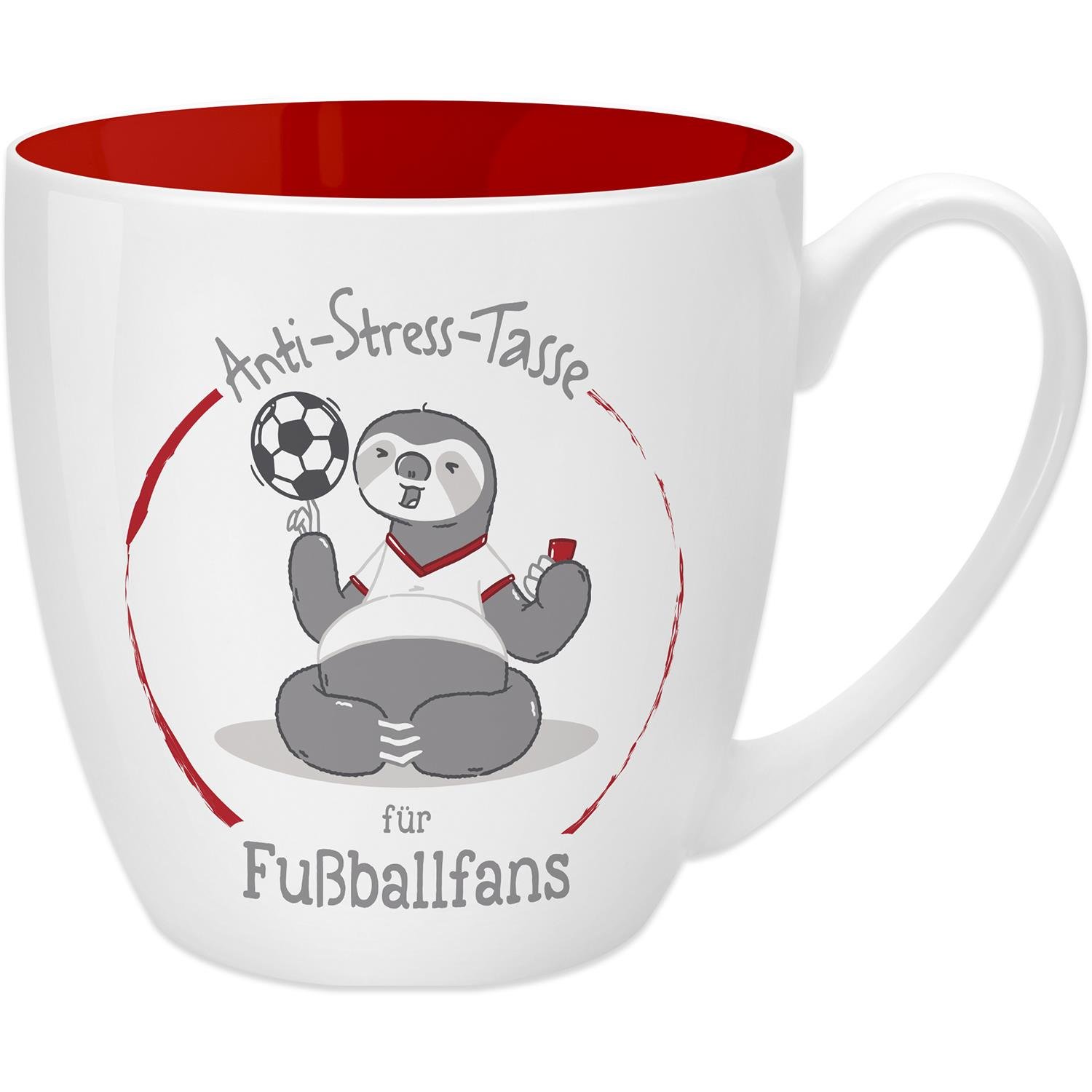 Sheepworld Gruss & Co 45516 Anti-Stress Mug for Football Fans, 45 cl, Gift, New Bone China, Red, 9.5 cm