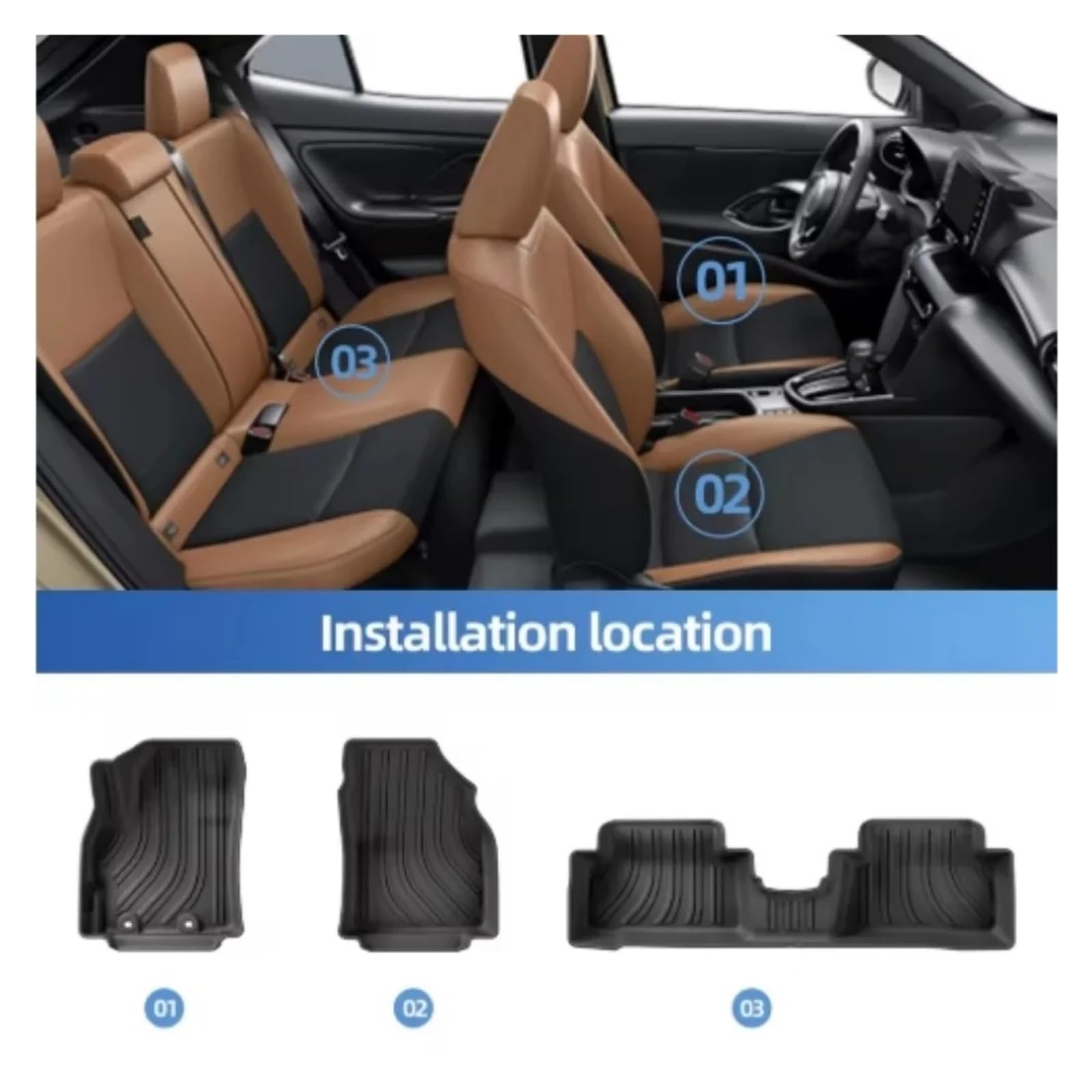 Auto Fussmatte Für Toyota Für Yaris Für Cross 2022 2023 2024 Hybrid TPE 3D Auto Matten Wasserdicht Nicht-Slip Innen Zubehör Boden