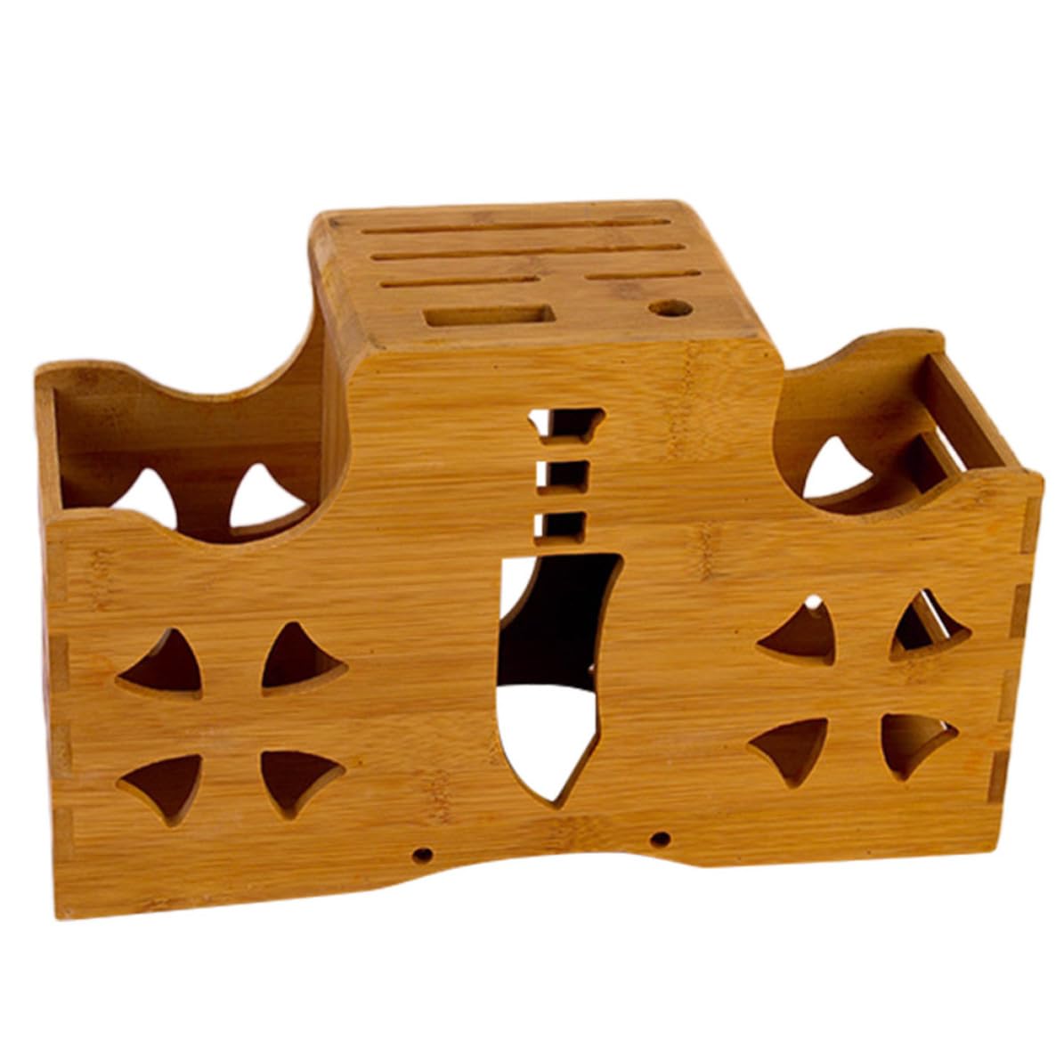 IMIKEYA Support pour Couteaux Cuisine en Bambou Marron, Porte-ustensiles Multifonction Robuste et Pratique Rangement Simple et Organisé