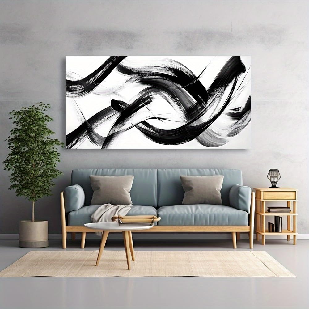 Modern Wall Art Ink Abstract Painting, Print on Canvas Artwork Picture for Bathroom Kitchen Office Bedroom Wall Decor(80x160cm(31x63in)/No frame)