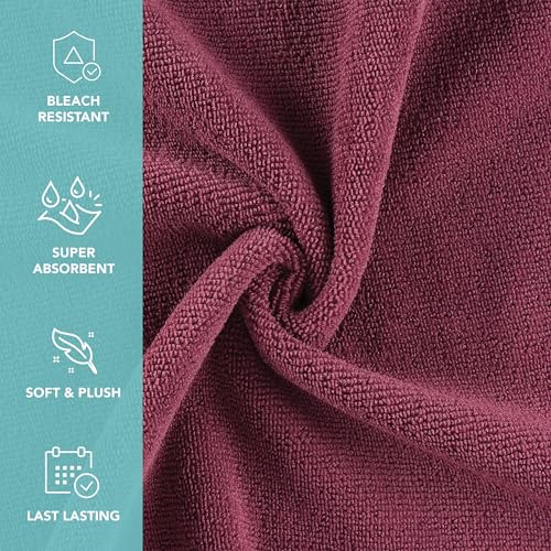 Image of Arkwright Bleach Resistant Salon Towels 24 Pack - Microfiber Hair Towels, Soft, Absorbent, Quick Dry, Lint Free Spa & Barber Towels for Hair Stylist, Nail Salon & Esthetician, 16 x 27, Burgundy
