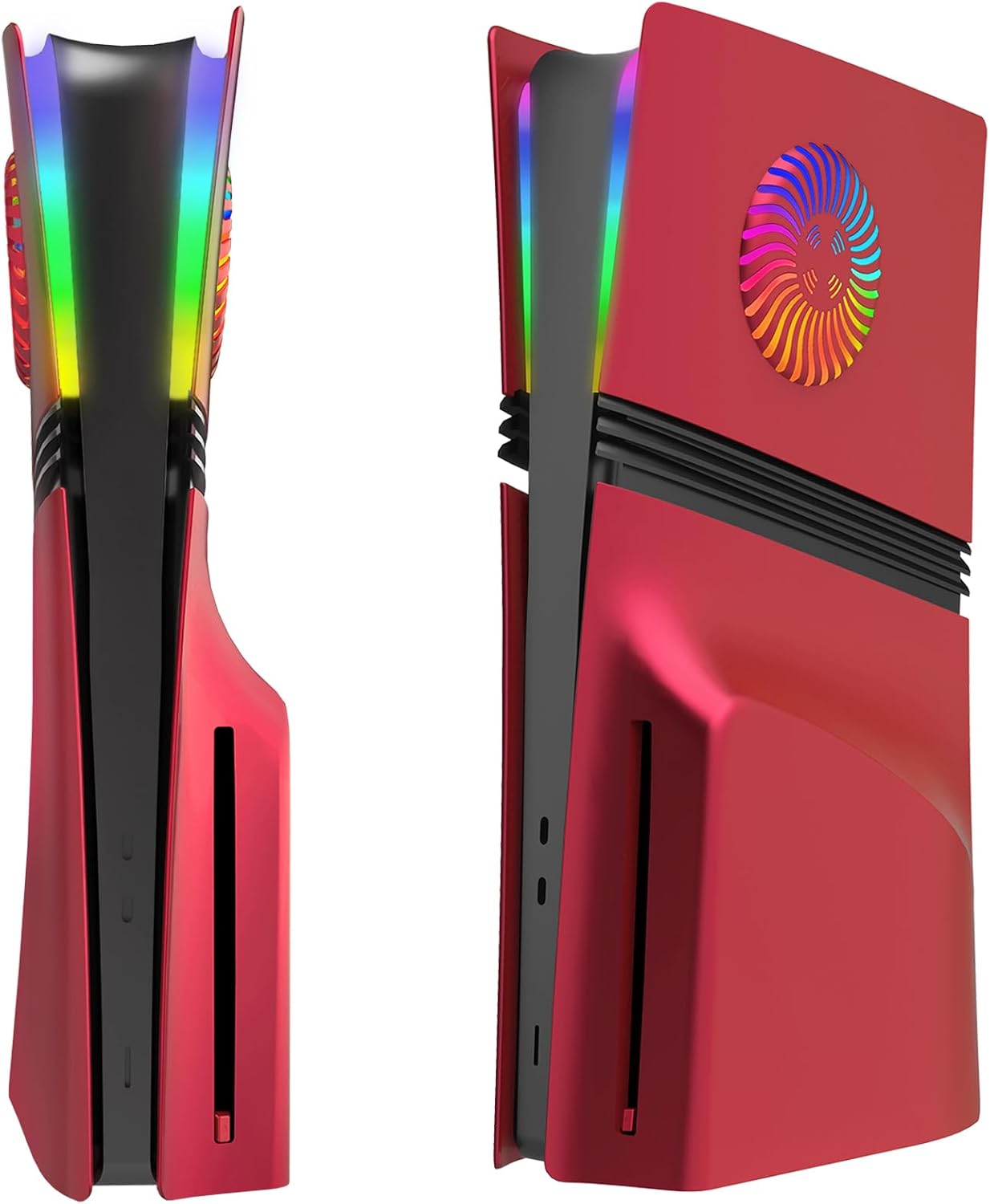 FacePlates for PS5 Pro Disc Edition Cover Plate for PS5 Pro with Cooling Vents ABS Anti-Scratch Dustproof Protective Shell Replacement Face Plate for Playstation 5 Pro Accessories Black (Volcanic Red)