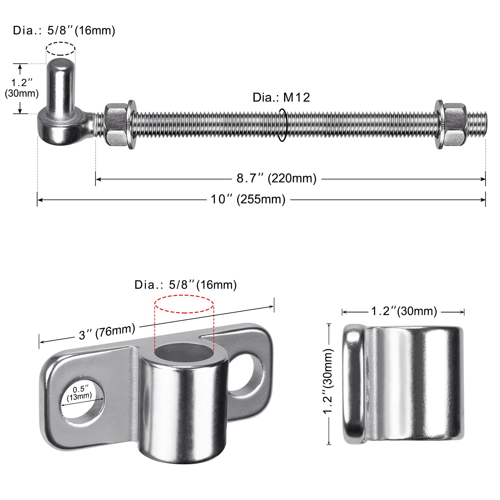 Insaga Gate Hinge M12 - Image 3
