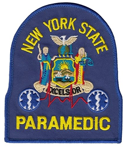 New York State Paramedic - Shoulder Patch, Navy & White - EMT DEPT of Health NY State Department of Health EMT E.M.T. Paramedic Logo Patch Embroidered Sign Badge - Uniform World