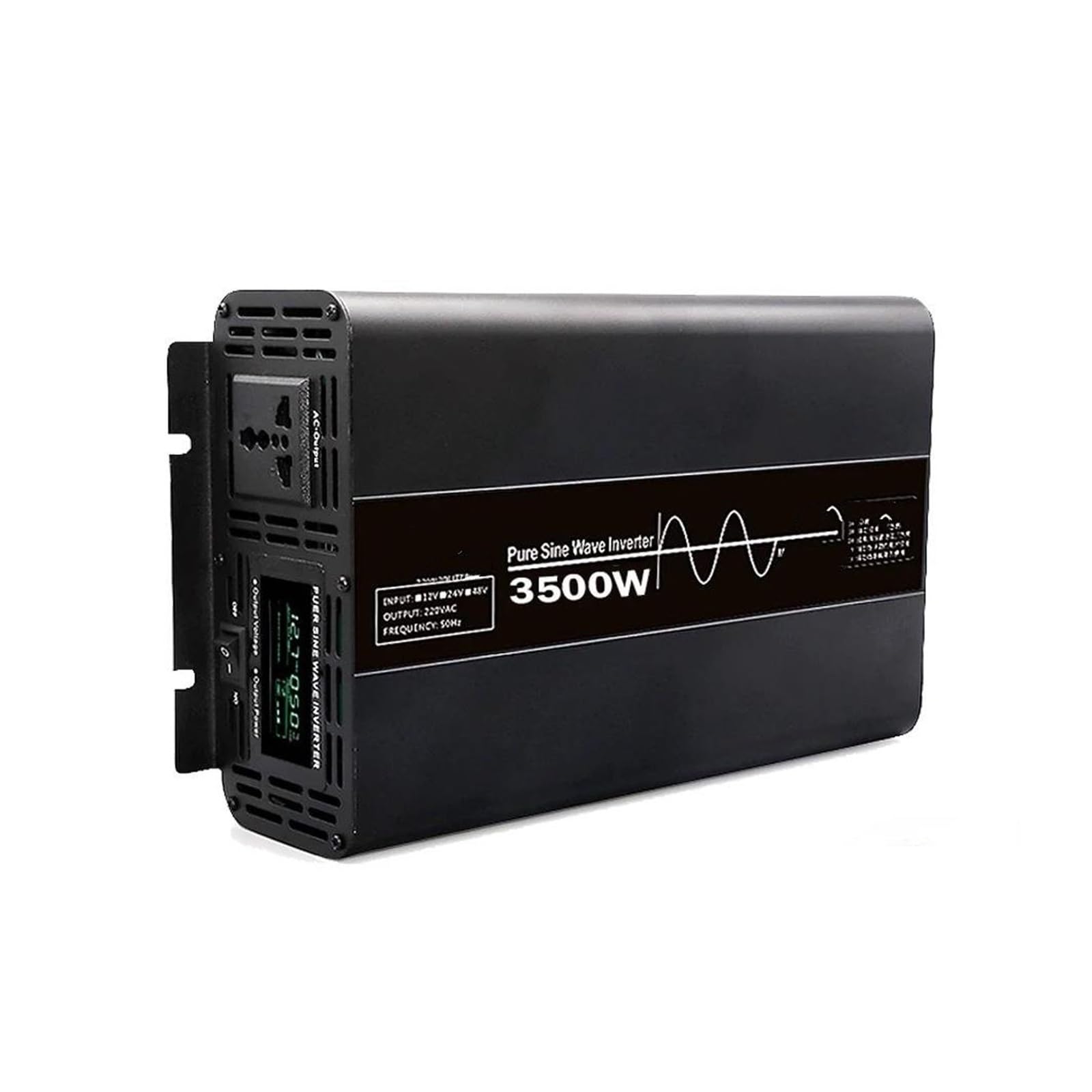 Convertidor Coche Inversor Inversor Potencia 3000W 3500W Convertidor Pantalla Digital Coche/hogar DC 12V/24V A AC 220V Onda Sinusoidal Pura Enchufe Universal(12V,220V(50HZ),3500W)