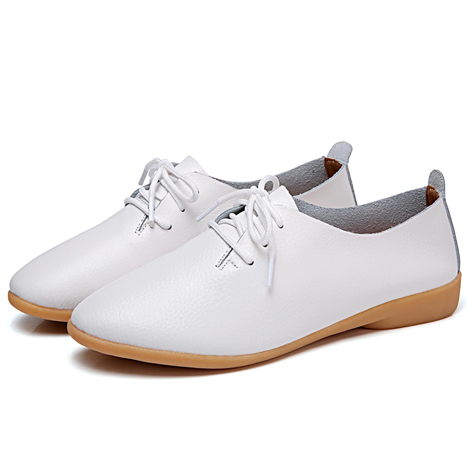 Sunporx Chaussures à Lacets en Cuir pour Femmes Mocassins à Bout Pointu Semelle Souple Oxfords légers et Confortables Plates de Travail Formelles Mocassins de Conduite