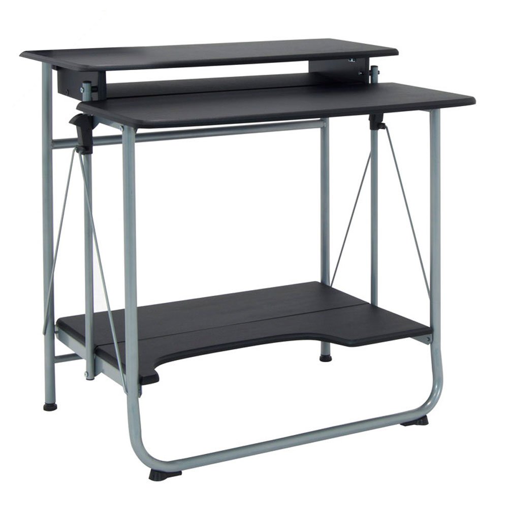 Offex Home Office Portable Multi Tiered Stow Away Folding Desk - Silver/Black