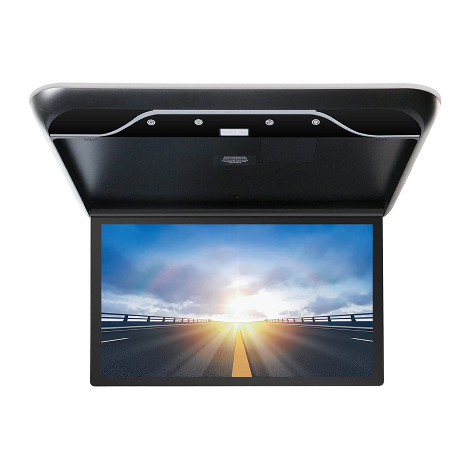 Telewizor w Zagłówku, Odtwarzacz wideo pojazdu 19-calowy monitor samochodowy 1080P Wyświetlacz do montażu na suficie Ekran HD LCD Przenośny telewizor multimedialny MP5 FM USB(19 inch MP5 Black)
