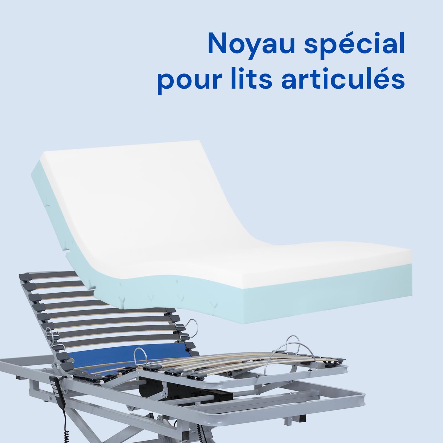Geriafy - Matelas mémoire de forme Professionnal V6 de 20 cm d'épaisseur | Housse Imperméable | Convient pour lits électriques (80x190 cm), Bleu