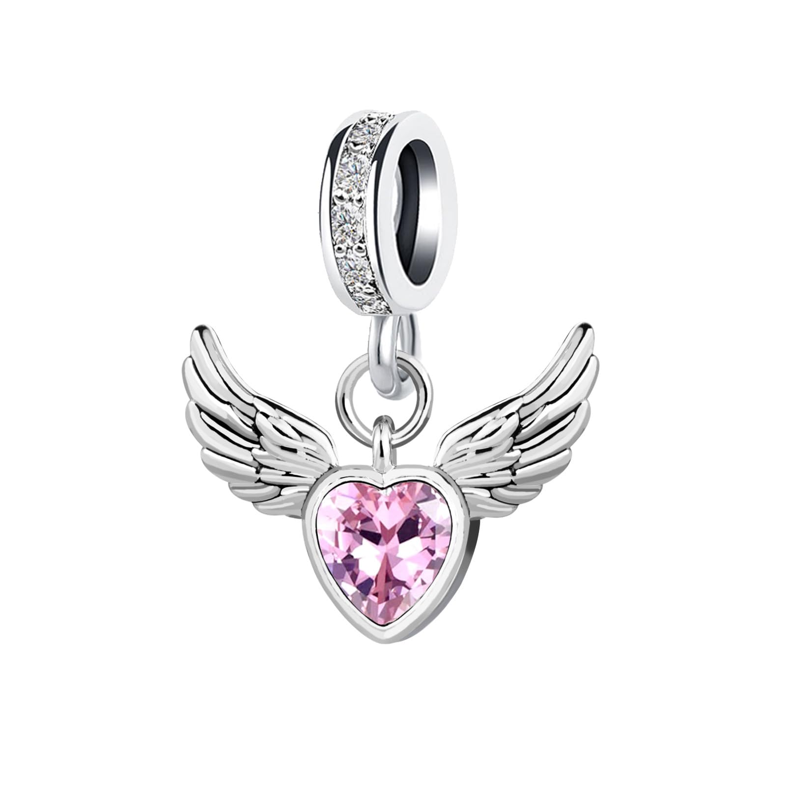Abalorio de alas de ángel que no pierde brillo, compatible con pulseras Pandora 8