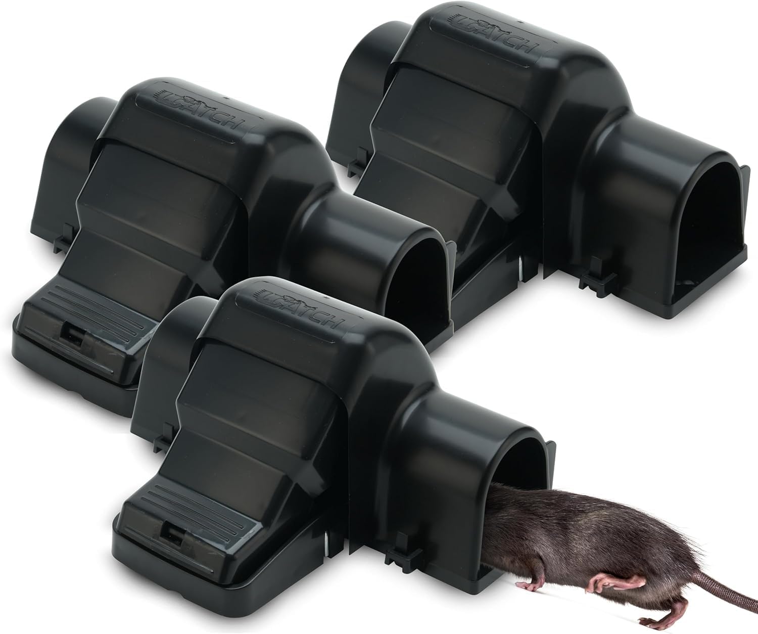 Rat Traps Indoor and Outdoor - 3 Pack Dual-Entry Large Rat Trap Outdoor and Indoor for Home, Garden and Restaurant with 99.9% Trap Rate | Easy to Use Rodent Traps with Safe Hands Free Design - UCatch Pack of 3