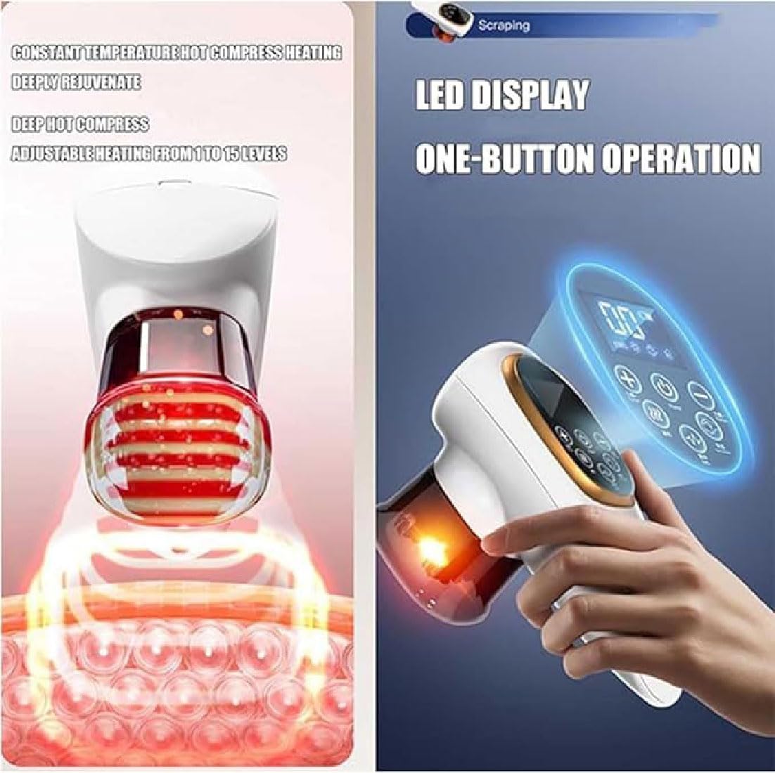 2025 New Sculpiflex for Cellulite,3-in-1 Full Body Sculpting Massage,15 Stufen Elektrisches Schröpfmassagegerät mit EMS & Rotlicht,Anti-Cellulite-Massagegerät für Rücken Arme Beine Gesicht (Weiß)
