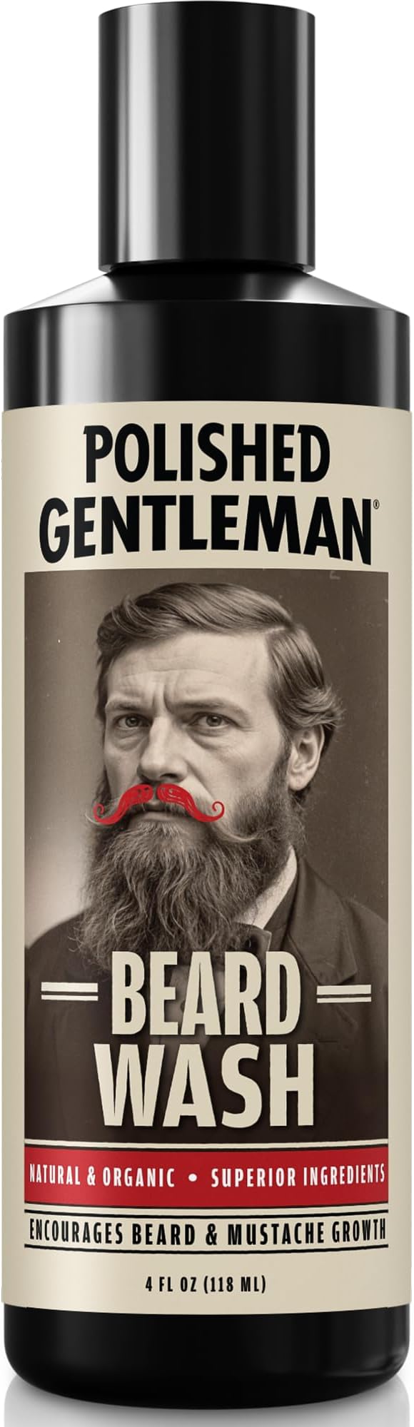 Polished Gentleman Beard Growth And Thickening Shampoo - With Organic Beard Oil - For Beard Look - For Facial Hair Growth 4oz (Small Beard)