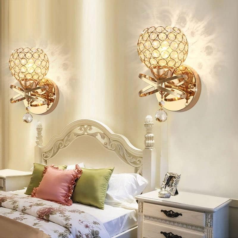 Image of blissbells Luxury Crystal Globe Wall Light with Golden Butterfly Design | Designer Decorative Wall Lamp for Living Room, Bedroom, Hallway & Staircase | Warm White Ambient Lighting