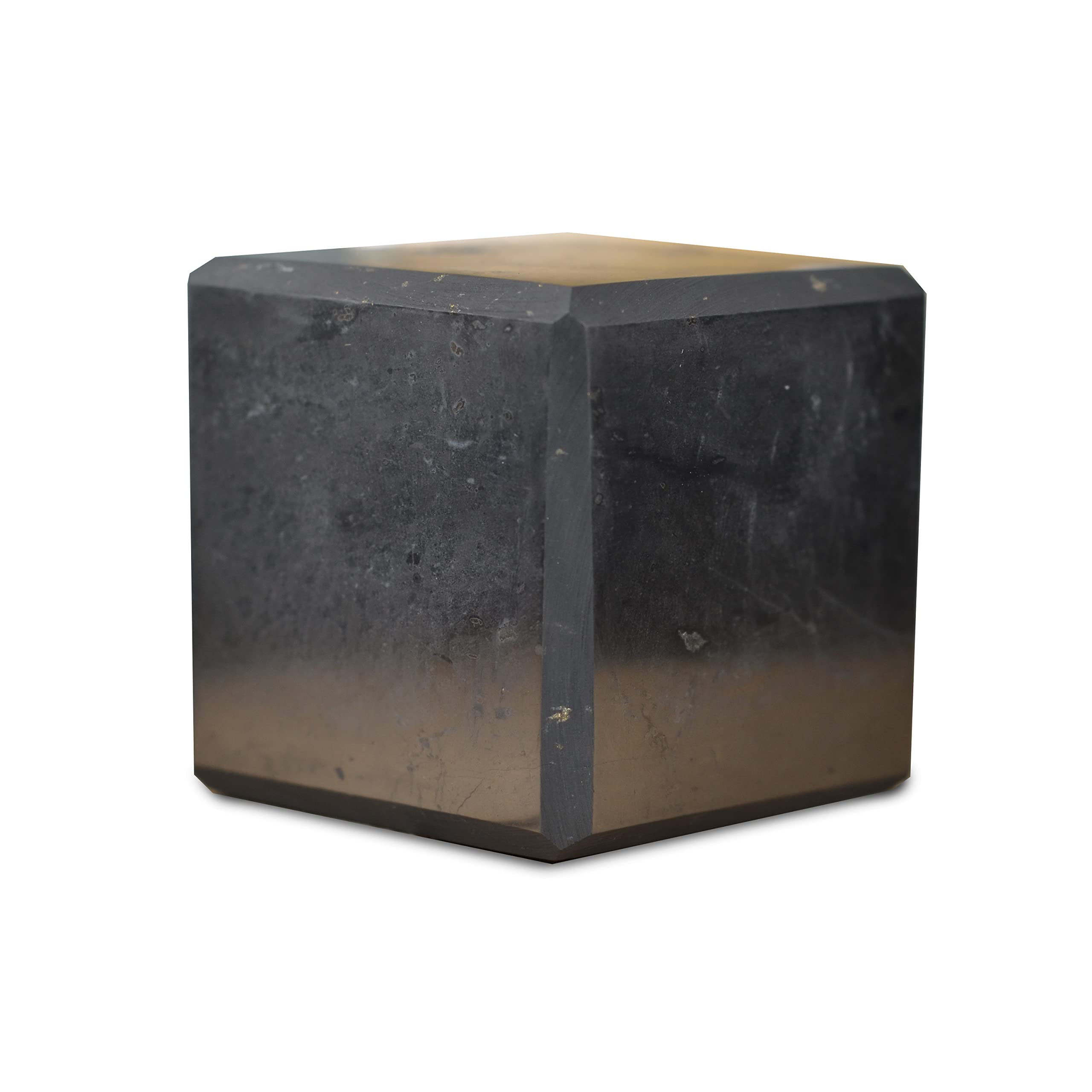 Shungite World Authentic Shungite Cube Polished 50 mm / 1.96" Chakra Energy Natural Healing Crystal Real Black Cube Home Office Protection Desk Decor Meditation Reiki Grounding Stone