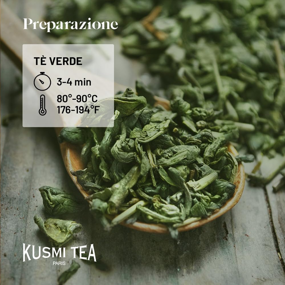 Kusmi Tea - Verde alla Rosa Bio - Tè Verde Biologico - Miscela di Tè Verde con Rosa - Tè in Foglie Sfuse - Scatola di Tè da 100g - Quantità per circa 50 tazze