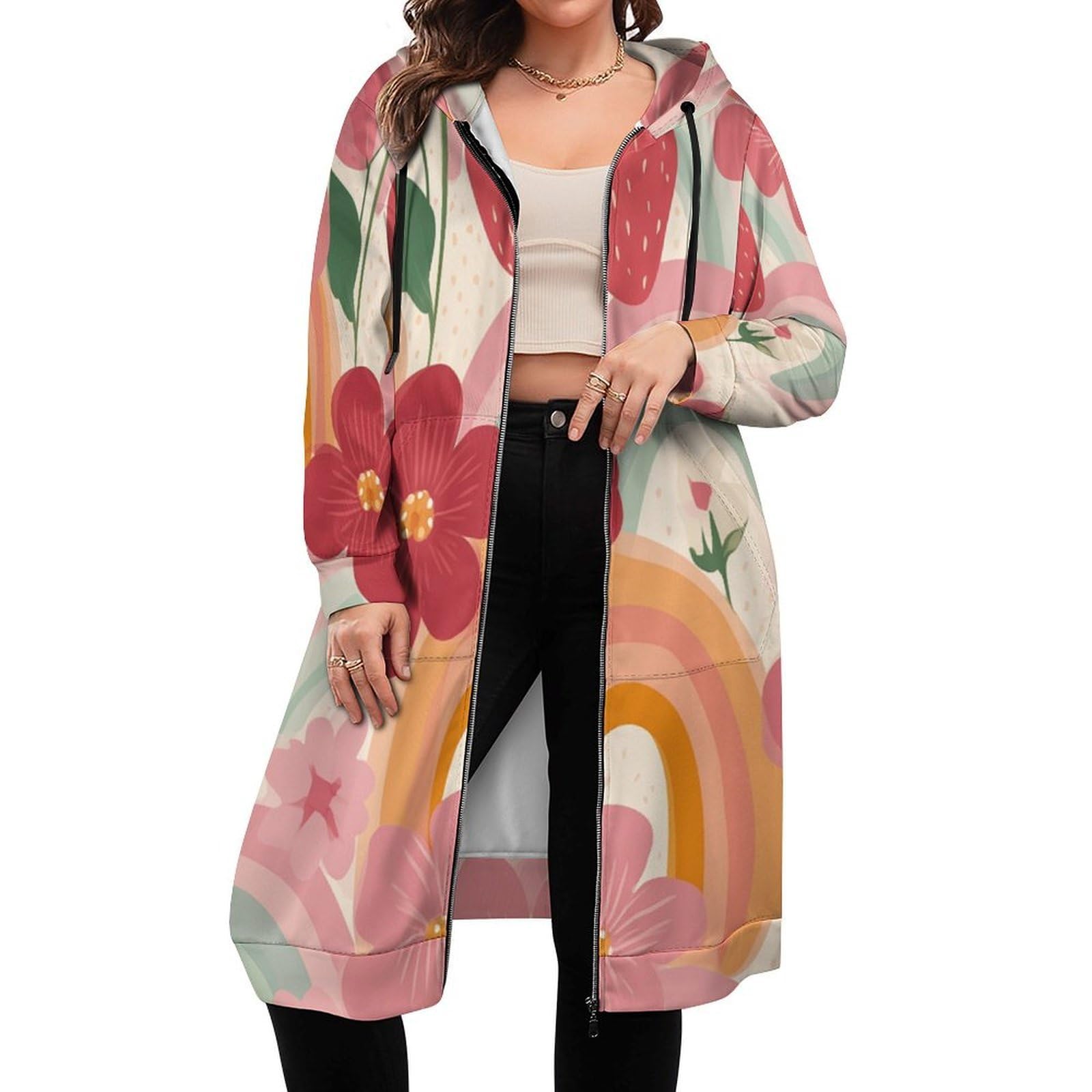 Felpa Donna con Zip Felpe Sportiva con Tasche E Cappuccio Rose da Piantare Morbida Invernale Giacca Regolabile Confortevole per Uso Quotidiano Casual
