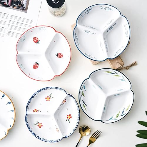 Miniatura 7 de Plato de cerámica para control de porciones, platos divididos para platos de postre, platos llanos para aperitivos, plato de ensalada, bandejas para
