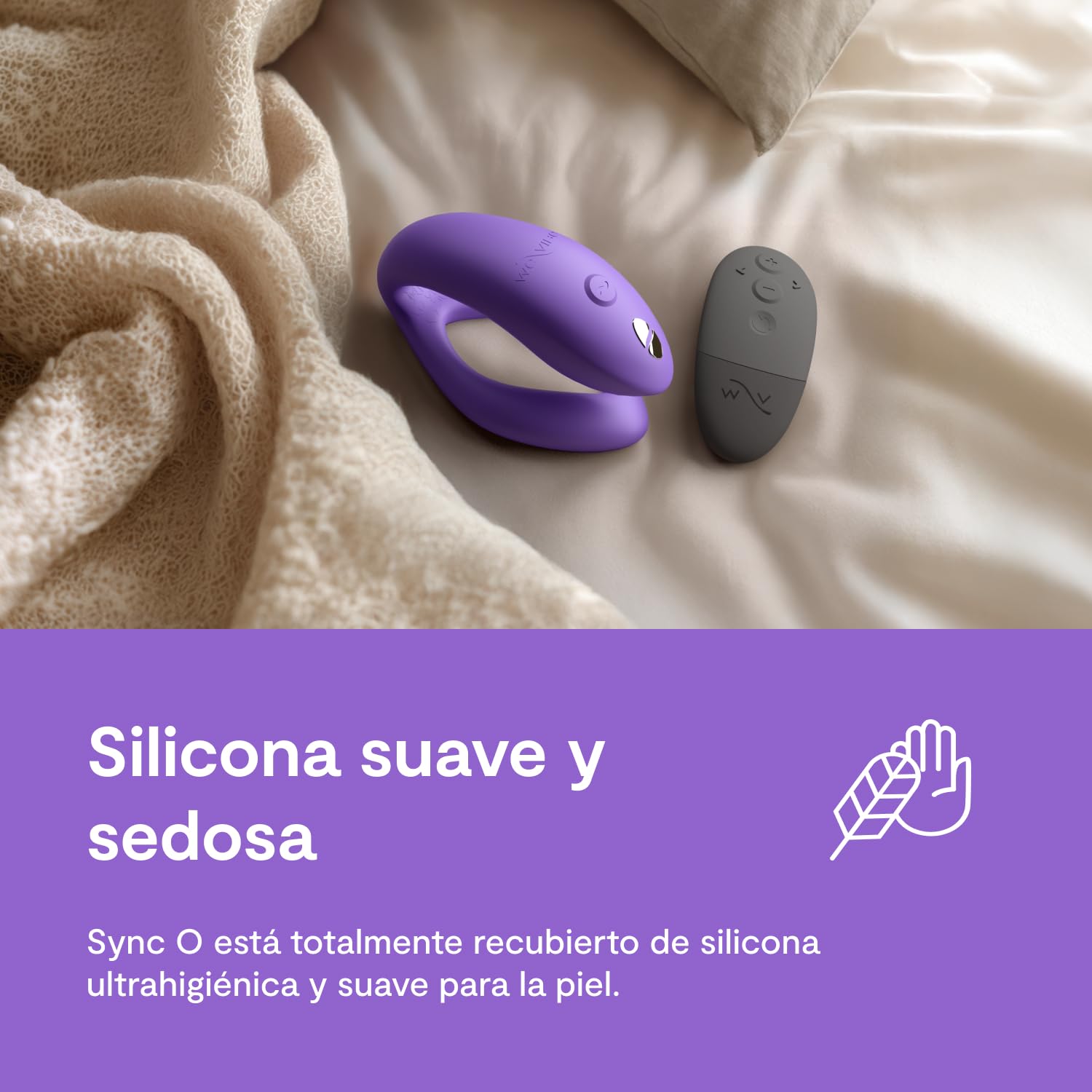 We-Vibe Sync O Vibrador para parejas | Juguete erótico en forma de C con mando a distancia | Vibración controlada por aplicación | Estimulación del punto G y del clítoris | Impermeable | Morado