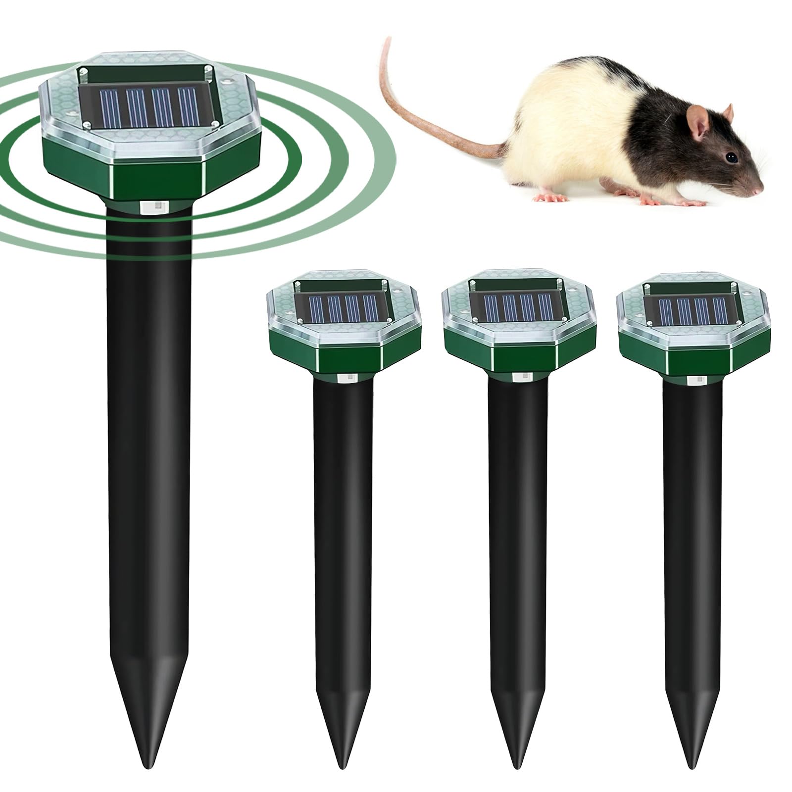 Répulsifs Solaires Anti Taupes, Lot De 4 Répulsif à Ultrasons