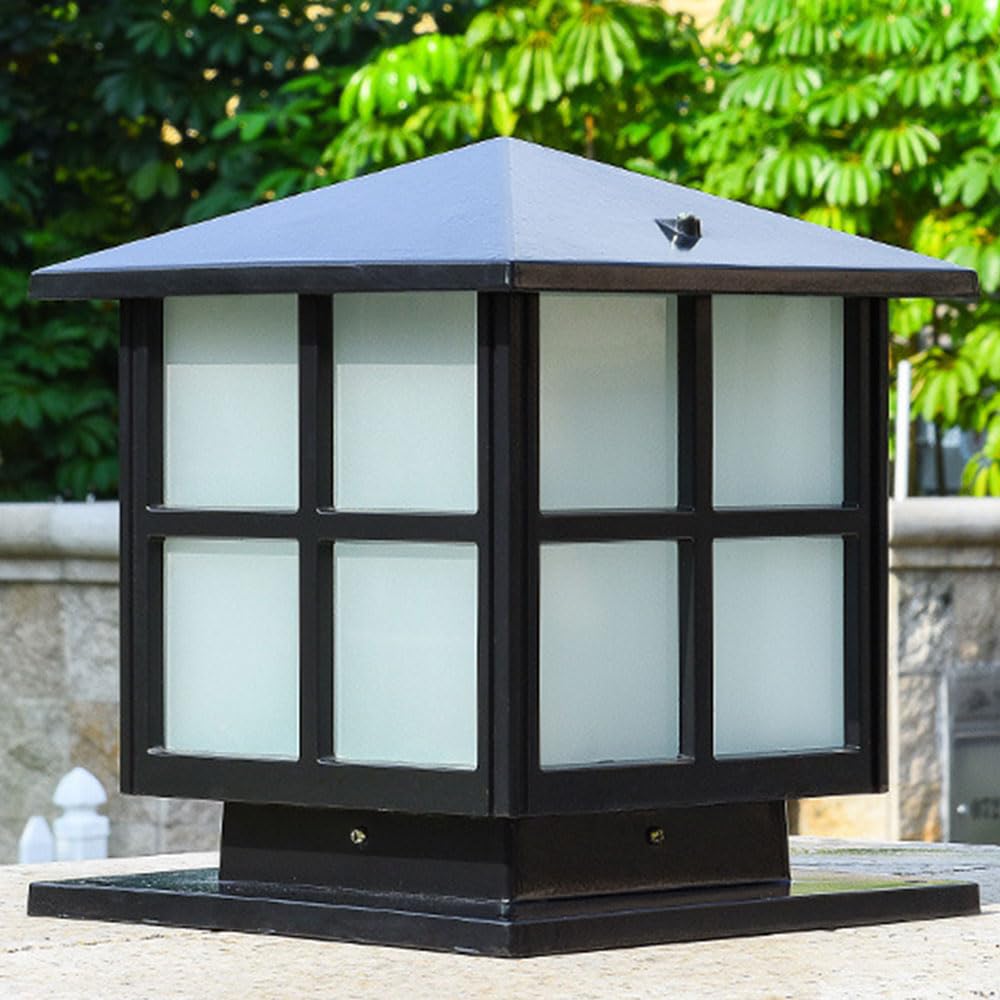 KXEcoLife Modern Outdoor Lights Yard Entrance Column Pillar Lantern Waterproof IP54 Post Light Fixture Headlights for Patio Path Garden with Lighting