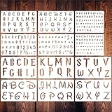 Doflyok 12 Pieces Magical Letter Stencils for Painting, Alphabet Drawing Templates Reusable Plastic Letter Stencils and Numbers Craft Stencils for Journal Scrapbook Art Projects, white
