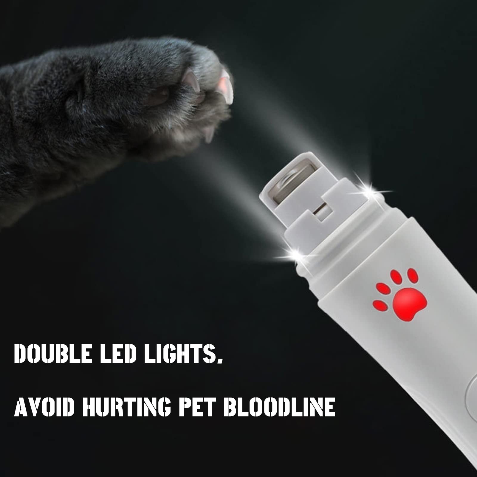 Lime À Ongle Chien Et Chat avec 2 Lumières LED,Coupe Ongle Chien Electrique, Ponceuse pour Ongles,Broyeur À Griffes pour Chien, avec 2 Vitesses, 60DB Ultra-Silencieux, USB Charge Rapide