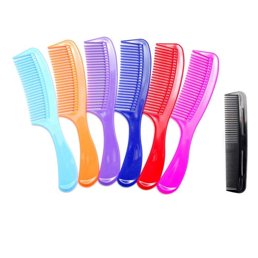 LUXXII(6 Pack) 8" Colorful Styling Essentials Round Handle Comb 8 inch (A)