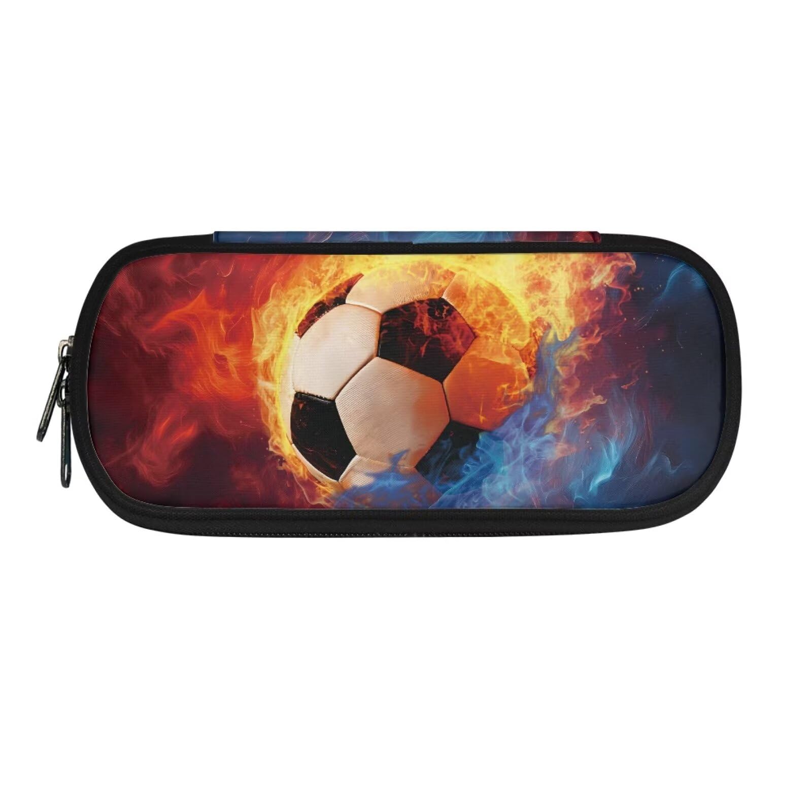 TOADDMOS Fire Football Print Pencil Bag Stationery Case Pencil Pouch for Teen Boys Girls School Students Adult Small Tool Pouch Bag