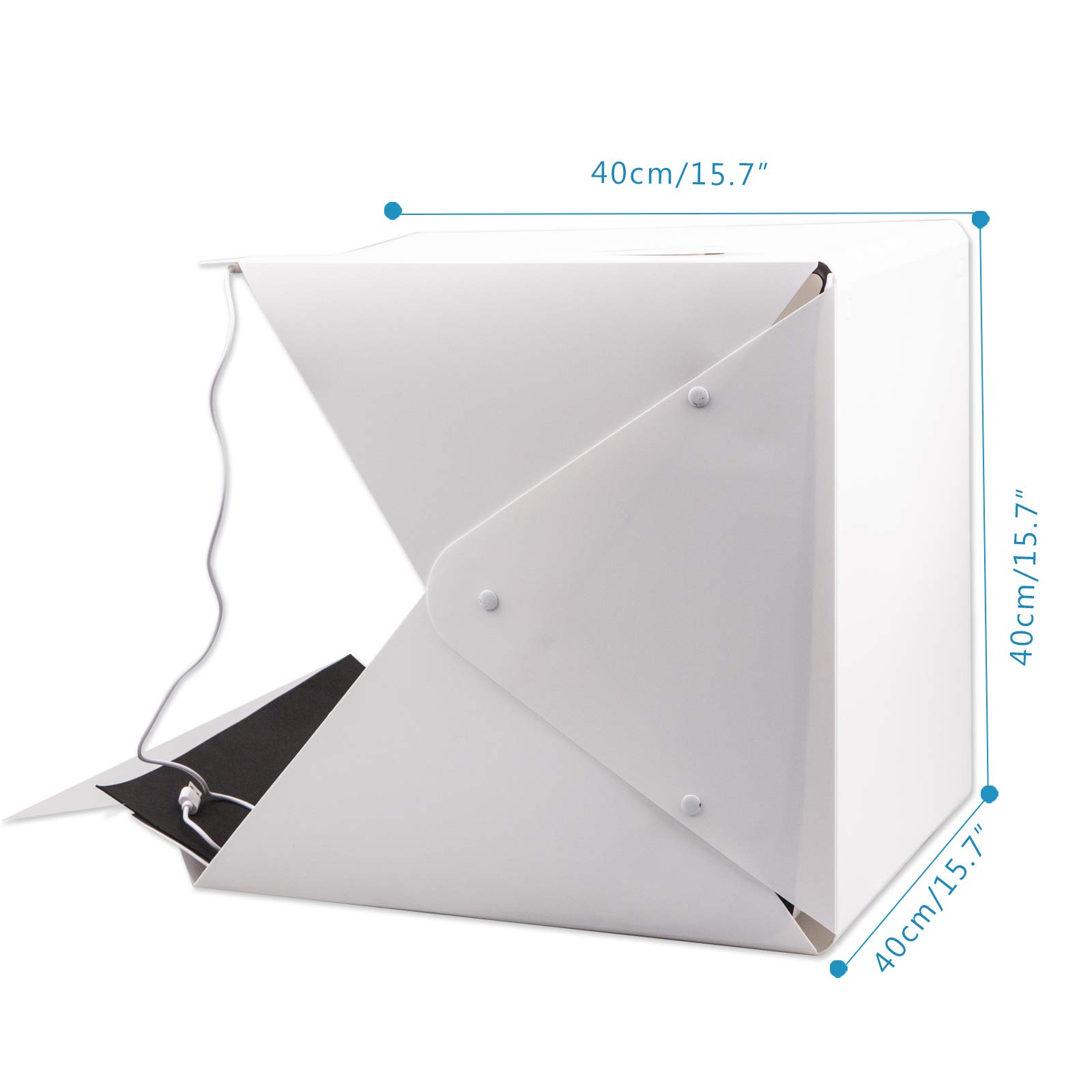Mini Studio Photo Boîte à Lumière LED Lightbox Cube Lumineux 40x40cm Tente de Shooting Pliant Portable avec Fond Noir/Blanc pour Bijoux, Jouets, Montres Photographie etc