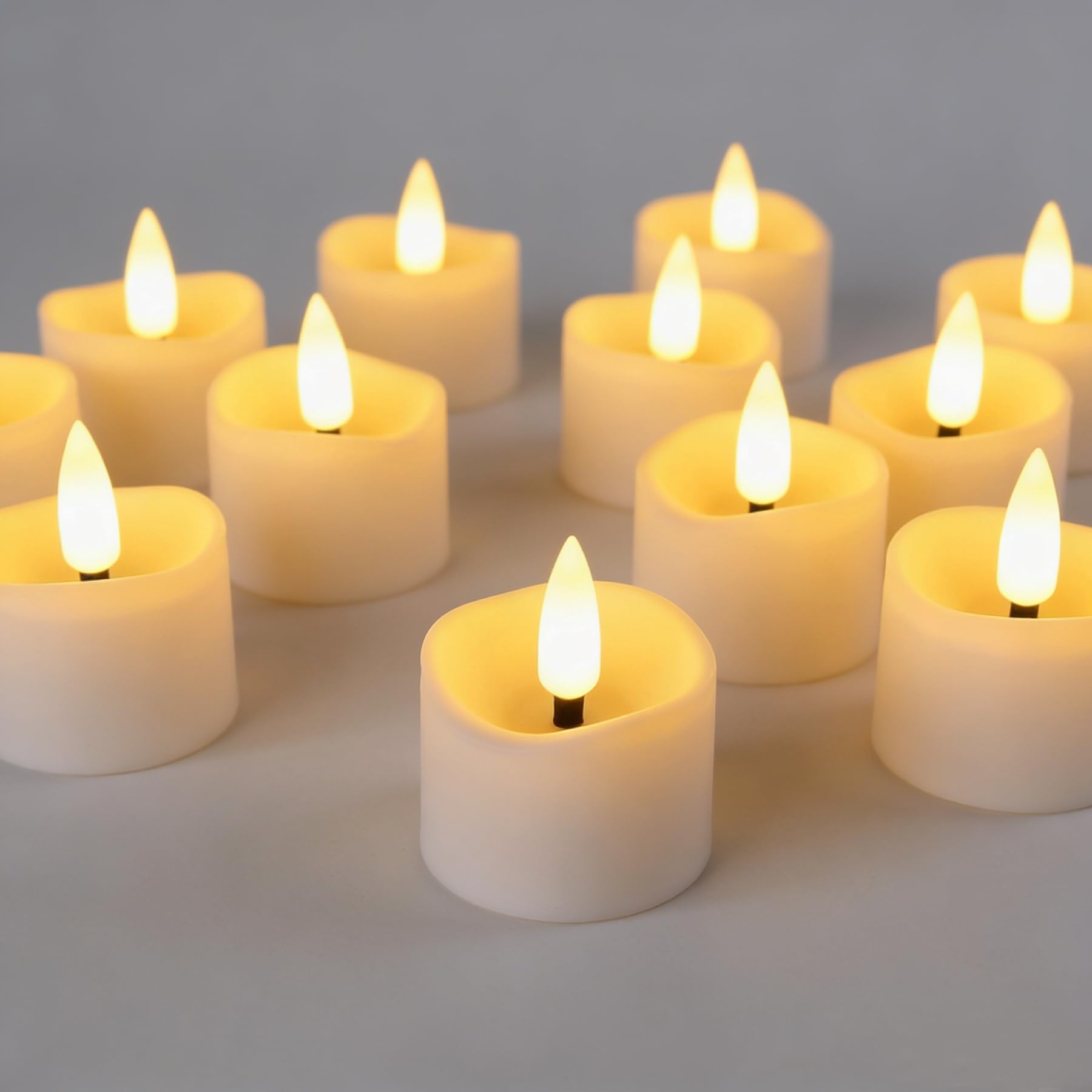Yakpo 48 Pack LED Tea Lights with Timer, Battery Operated Flameless Flickering LED Tea Light with Timer Function, Electric Flickering Artificial Candles for Christmas Halloween Pumpkin Decorations
