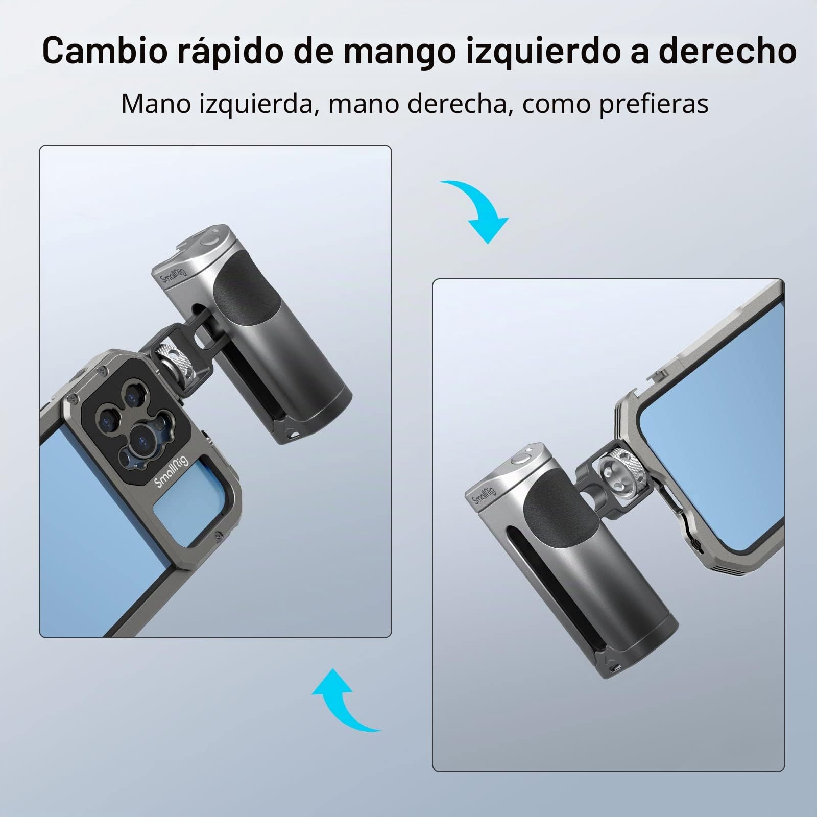 SMALLRIG Mango Lateral con Control Remoto Inalámbrico Record Start/Stop y Cold Shoe, para Equipo de Video de Jaula para Teléfono Inteligente con 1/4 Hilos - 3838