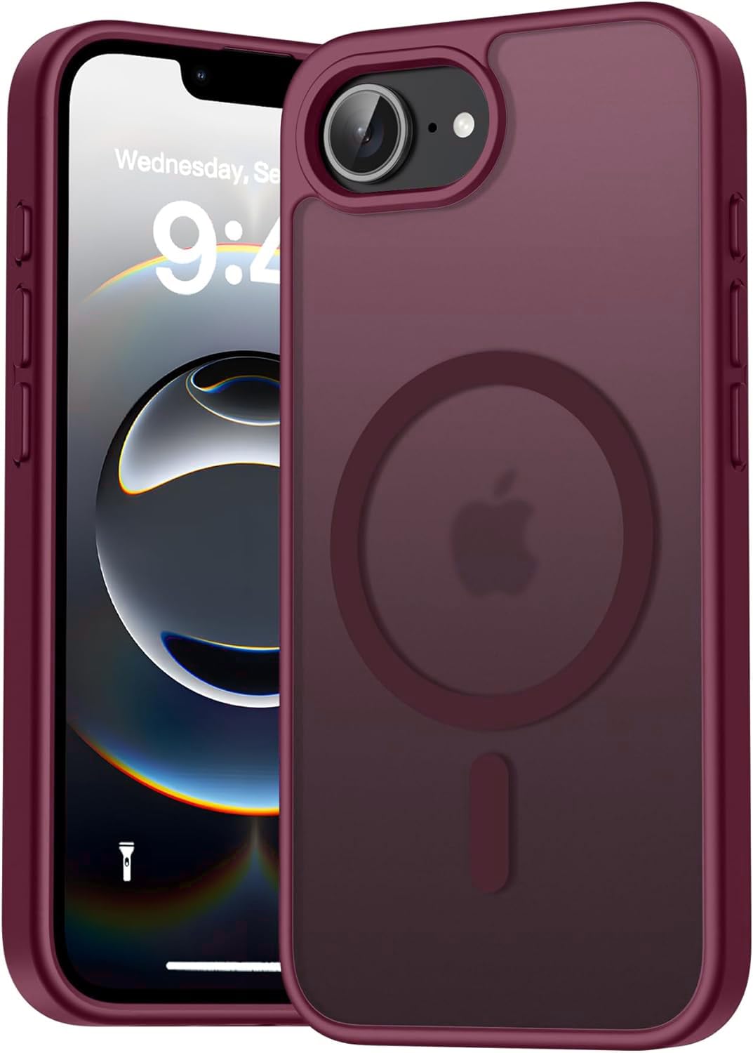 Elzzi Polycarbonate Magnetic for iPhone SE 4 / 16e Case 2025 (Compatible with MagSafe)(Military Grade Drop Protection) Slim Translucent Matte Shockproof Case with Anti-Fingerprint Phone Case,Wine Red
