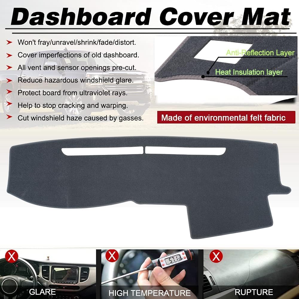 Dashboard Cover Dash Cover Mat Pad Carpet Custom Fit for Toyota 4Runner 2003 2004 2005 2006 2007 2008 2009 Without Dash Speaker (03-09 Dark Gray)