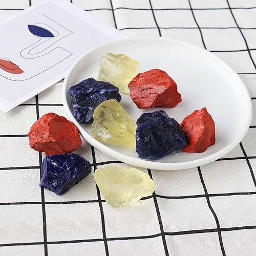 Miniatura 6 de Runyangshi Piedras de cristal natural crudo de 0.66 libras, piedras de cristal curativo áspero, citrino, jaspe rojo, sodalita, tratamiento de reiki,