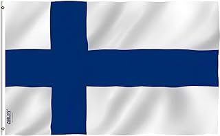 ANLEY Fly Breeze 3x5 Foot Finland Flag - Vivid Color and UV Fade Resistant - Canvas Header and Double Stitched - Finnish Finn National Flags Polyester with Brass Grommets 3 X 5 Ft
