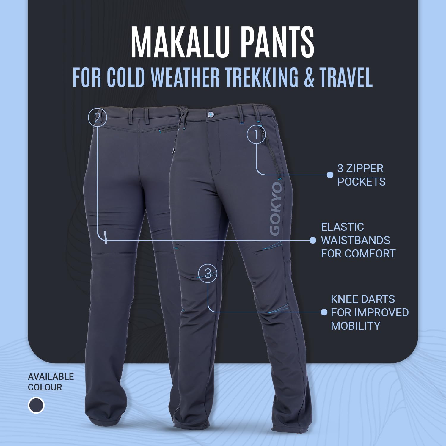 GOKYO Makalu Cold Weather Trekking & Travel Pants – Women | Soft-Shell Thermal Fleece-Lined Hiking Pants for Winter | Warm, Comfortable, and Flexible for Outdoor Adventures -Black-42