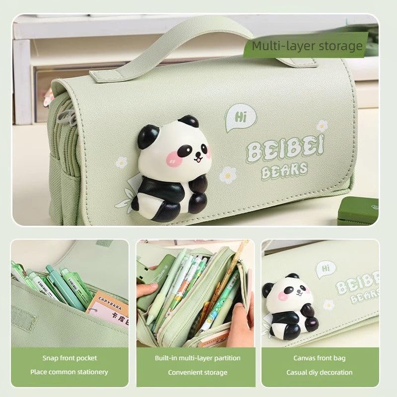 Image of SAJANI 3D Decompression Large Capacity Pencil Case, Multipurpose Stationary Organizer with Handle, Cartoon Printed Pencil Pouch for Boys & Girls (Pack of 1) (Panda)