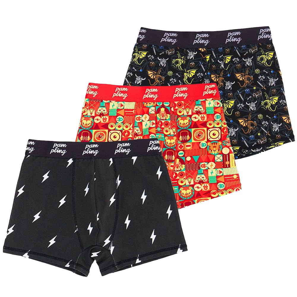 Pampling Lot de 3 boxers pour homme imprimés et ajustés, en coton avec taille élastique, sous-vêtements confortables et doux pour un usage quotidien